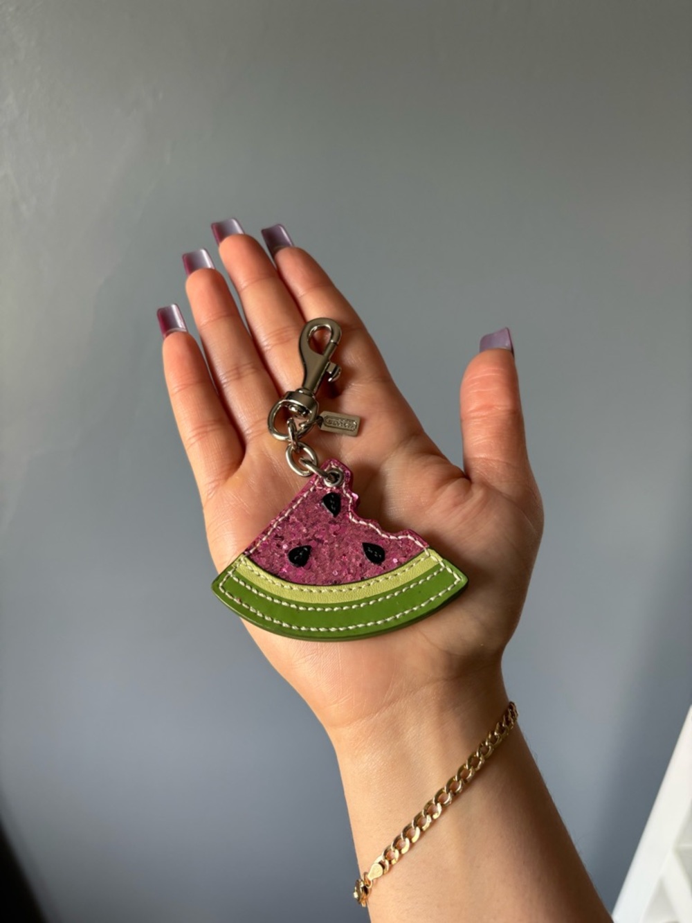 Coach Pink Glitter Watermelon Slice Key Charm